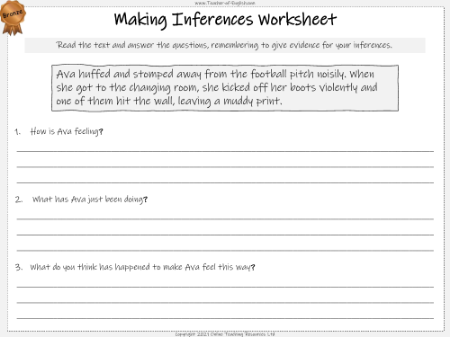 Lesson 3 - Making Inferences Worksheets