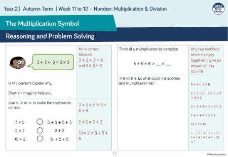 The multiplication symbol: Reasoning and Problem Solving