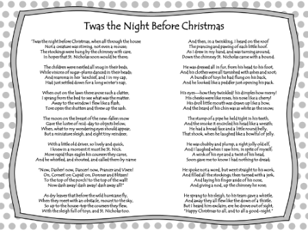 Christmas Poetry Unit - Lesson 3 - Twas the Night Before Christmas Worksheet