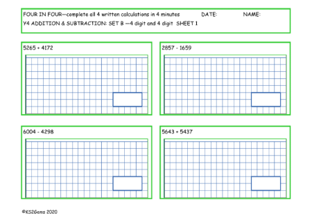  Addition and Subtraction Set B - 4d and 4d