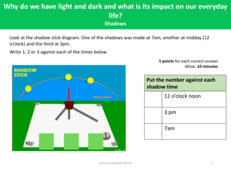 Mini quiz - Shadows at different times of day