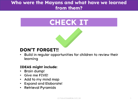 Check it! - Mayans - 4th Grade