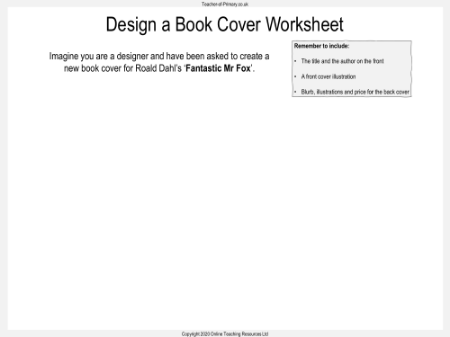 Fantastic Mr Fox - Lesson 11 - Design a Book Cover Worksheet