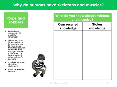 Cops and robbers - What do you know about skeletons and muscles?