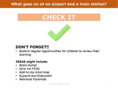 Check it! - Airports and Train Stations - 1st Grade