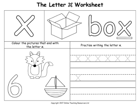 The Letters X Y and Z - Worksheet
