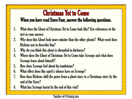 A Christmas Carol - Lesson 7 - Christmas Yet to Come Worksheet