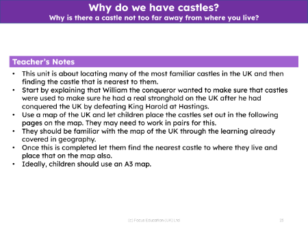 Why is there a castle not too far away from where you live? - Teacher notes