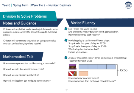 Division to solve problem: Varied Fluency