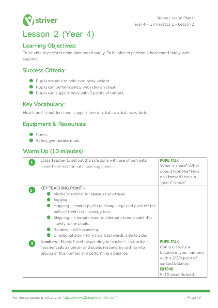 Gymnastics 2 - Lesson 2