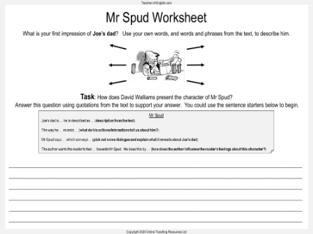 Mr Spud Worksheet