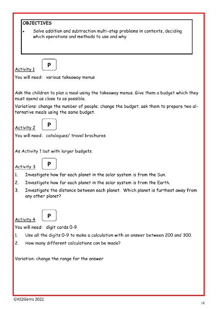 Solve addition and subtraction problems in context worksheet