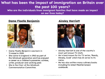 Dame Floella Benjamin and Ainsley Harriot - Info sheet