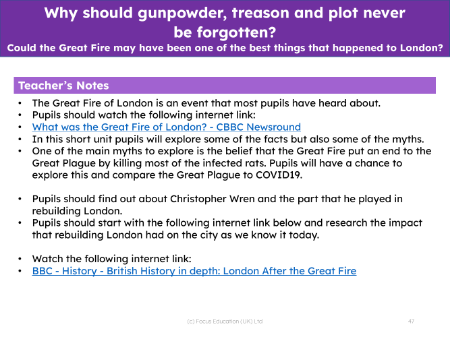 Could the Great Fire have been one of the best things that happened to London? - Teacher notes