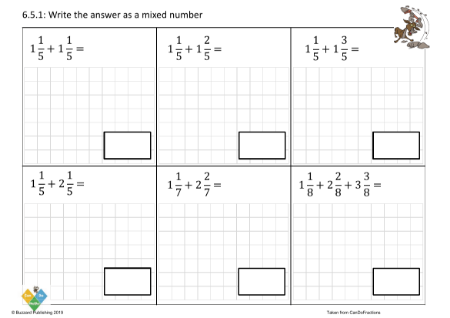 Add mixed numbers same denominators mixed answer (within and beyond)