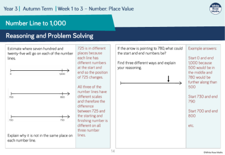 Number line to 1,000: Reasoning and Problem Solving