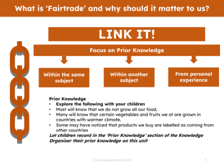 Link it! Prior knowledge - Fairtrade - 4th Grade