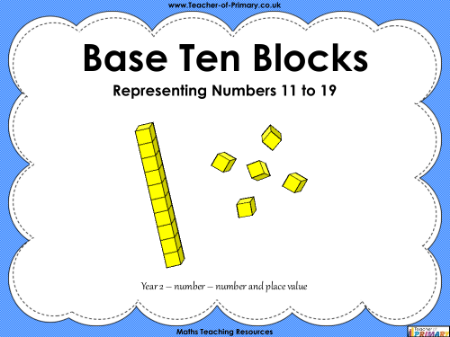 Base Ten Blocks - Numbers 11-19 - PowerPoint