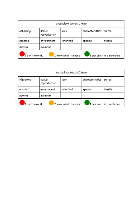 Evolution Vocab - Assessment