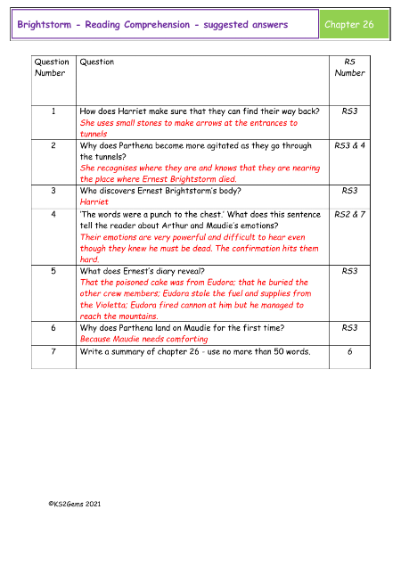 4. Reading Comprehension suggested answers