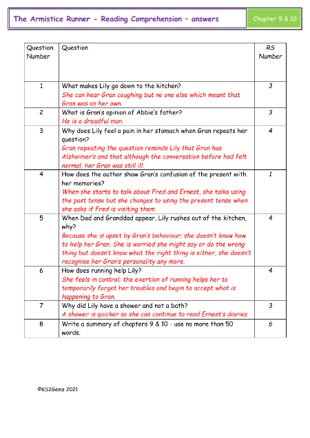 6. Reading Comprehension Answers