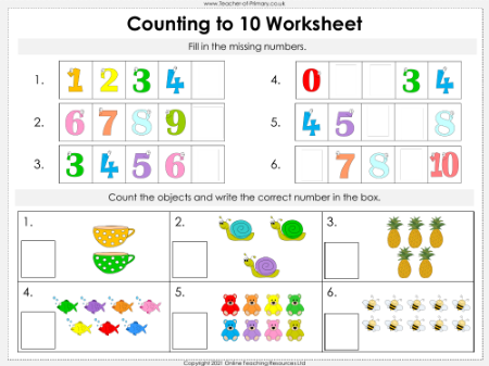 Counting to 10 - Worksheet
