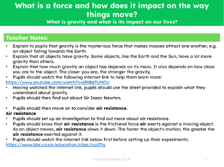 What is gravity and what is its impact upon our lives? - teacher's notes
