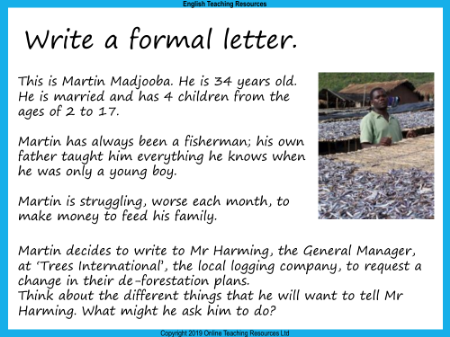 Write a formal letter Worksheet