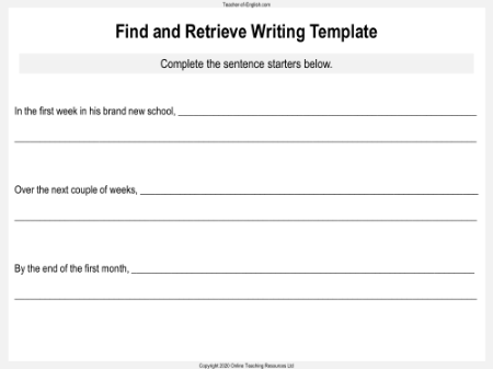 September - Find and Retrieve Writing Template