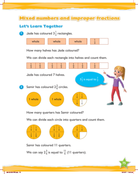 Max Maths, Year 3, Learn together, Mixed numbers and improper fractions
