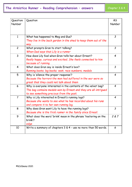 5. Reading Comprehension Answers