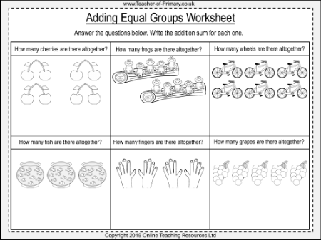 Adding Equal Groups - Worksheet