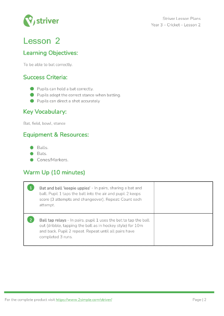 Cricket - Lesson 2