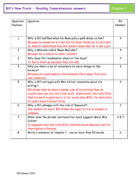 5. Reading Comprehension Answers