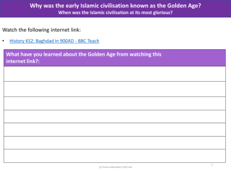 What have you learned about the Golden Age? - Worksheet - Year 6