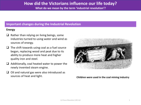 Important changes during the Industrial Revolution - Info pack