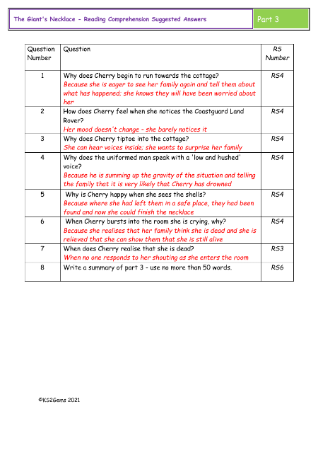 6. Reading Comprehension Answers