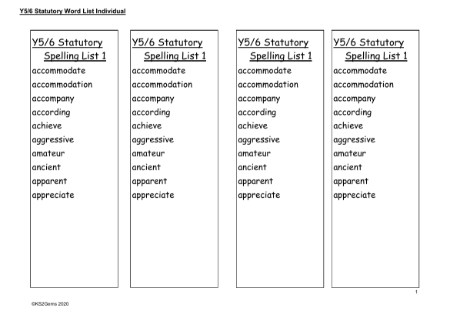 Statutory Word Lists Individual