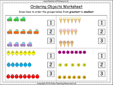 Ordering Objects - Worksheet