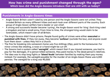 Punishments in Anglo-Saxons times - Info sheet