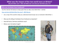 Who was Archduke Franz Ferdinand - World War 1 and 2 - Year 6