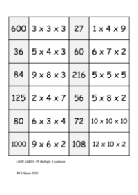 Loop Card game - Multiply 3 numbers