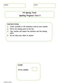 Spring Term Spelling Progress Test 2