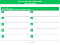 10 Things you have learned about how light travels - Worksheet - Year 6