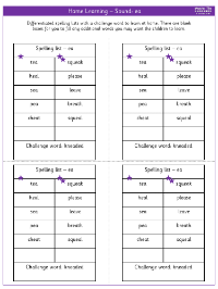 Spelling - Home learning - Sound ea
