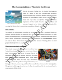 The Accumulation of Plastic in the Ocean - Reading with Comprehension Questions