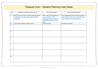Treasure hunt planning sheet