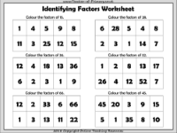 Identifying Factors - Worksheet