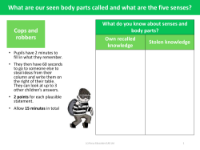 Cops and Robbers! - What do you know about senses and body parts?