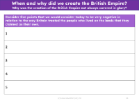 Five negative things about the way Britain treated native people in places that Britain colonised - Worksheet